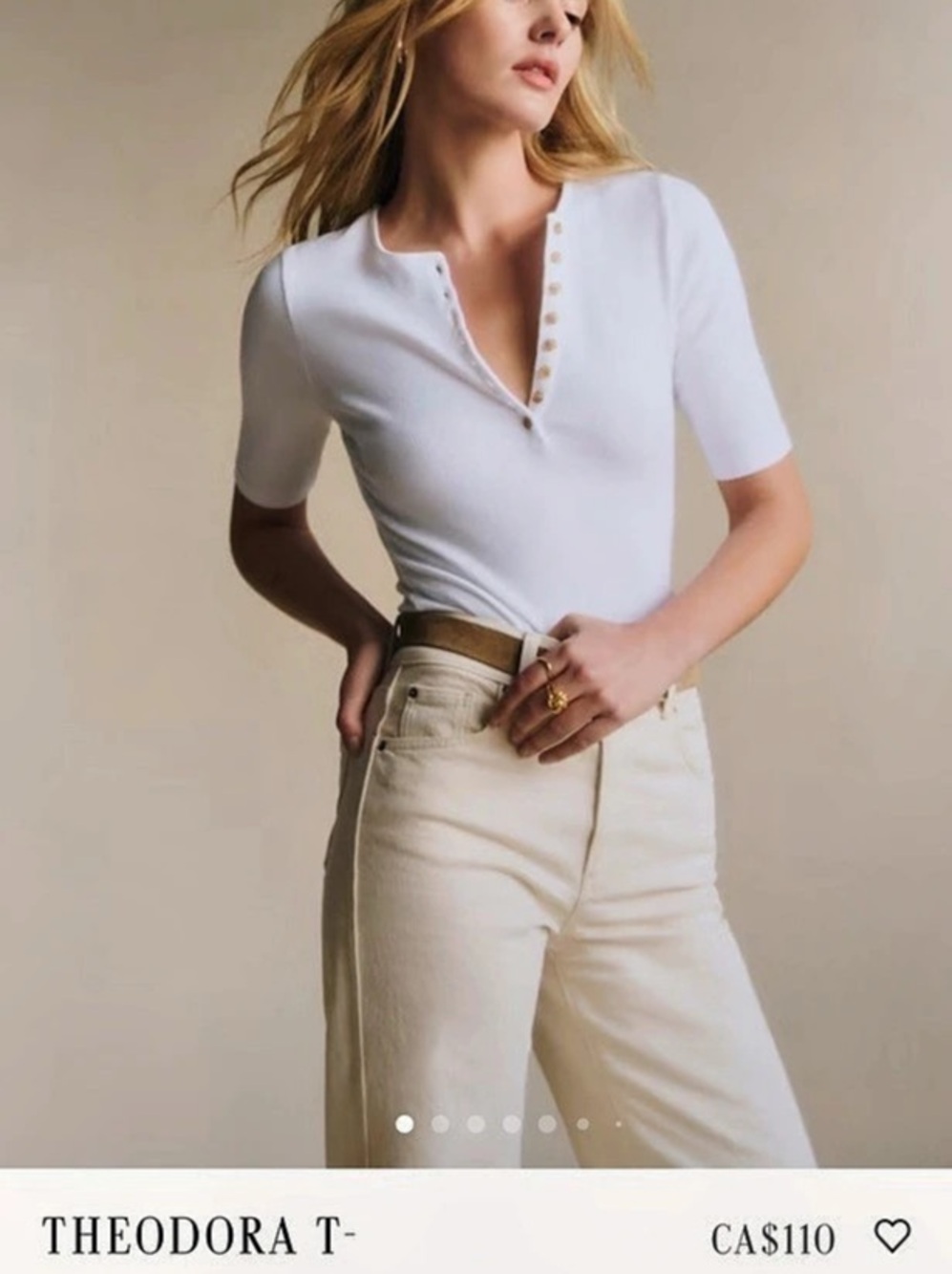 Sézane Theodora T Shirt Ribbed White S